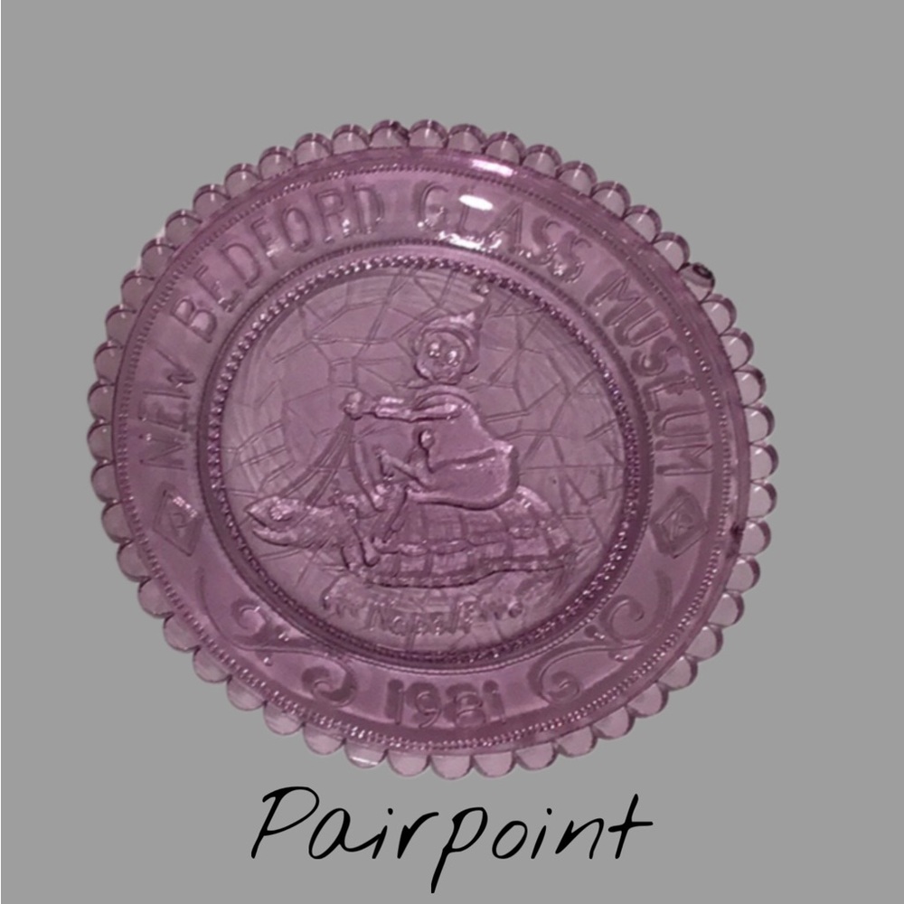 Vtg. PAIRPOINT NEW BEDFORD GLASS MUSEUM Cup Plate 1981 Lavender Napoli